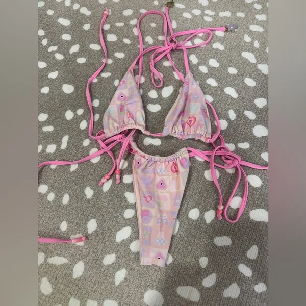 Blackbough Swim x Frazier Sterling bikini set lucky girl hearts bottoms cheeky - Image 6