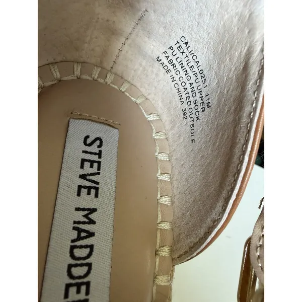 Steve Madden Calico Espadrille Wedge Sandals Beige Crochet Platform Size 11 NWOB - Image 5