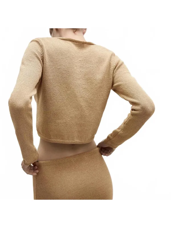 Mango Knitted Cardigan with Bow Jadore Gold XS - Image 9