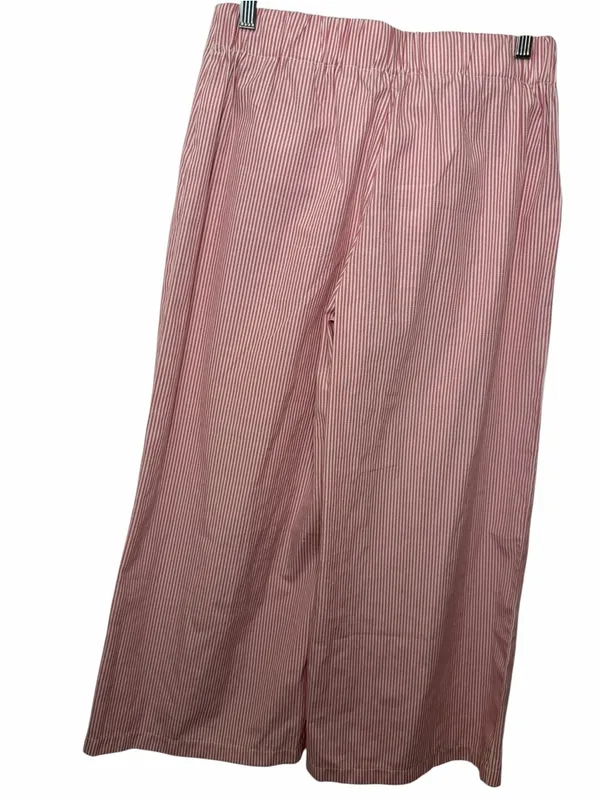 DO+BE Coastal Grandma Pink Striped Wide Leg Cropped Tie Front Pants L - Image 4