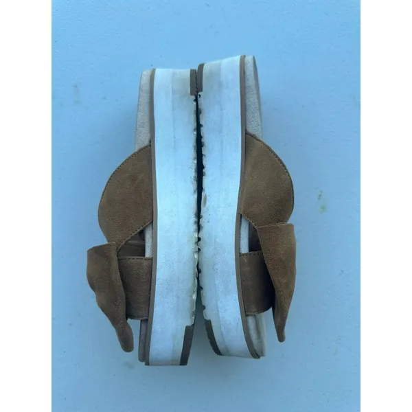 UGG Australia Joan II Chestnut Suede Leather Floppy Bow Platform Sandals 7 - Image 4