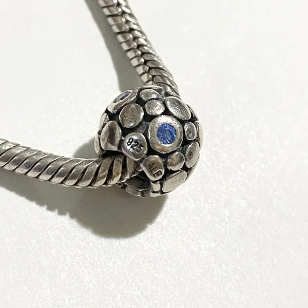 Vintage PANDORA Sterling Silver‎ Blue Cubic Zirconia Charm Dots ALE 925 - Image 2
