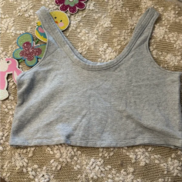 Aerie Crop Top Tank Top Gray Women’s Size M - Image 2