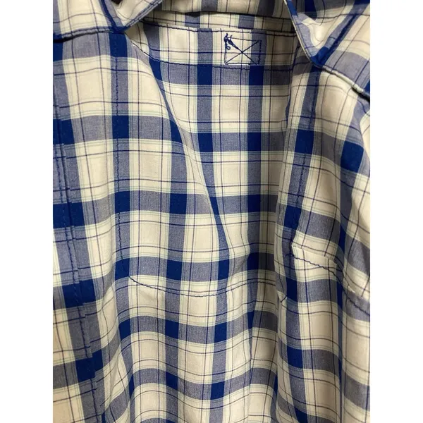 Duluth Trading DuluthFlex No Fly Zone Shirt Long Sleeve Plaid Blue Sz M - Image 7