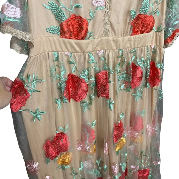 Xpluswear Elegant Floral V-Neck Maxi Dress XL - Image 4