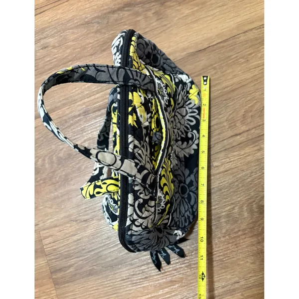 Vera Bradley Quilted Hanging Travel Organizer Cosmetic Bag Gray Yellow Floral - Image 4
