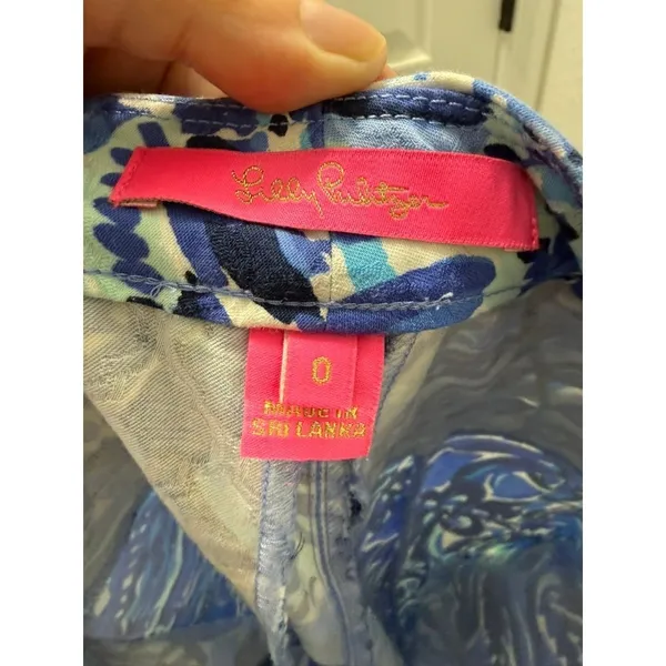 Lilly Pulitzer Kelly Skinny Ankle Pants Iris Blue Zanzibar Zoo Jacquard Womens 0 - Image 9