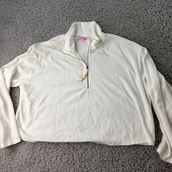 Stoney Clover Lane Target White Terry Cloth Quarter Zip Pullover Shorts Set XL - Image 2
