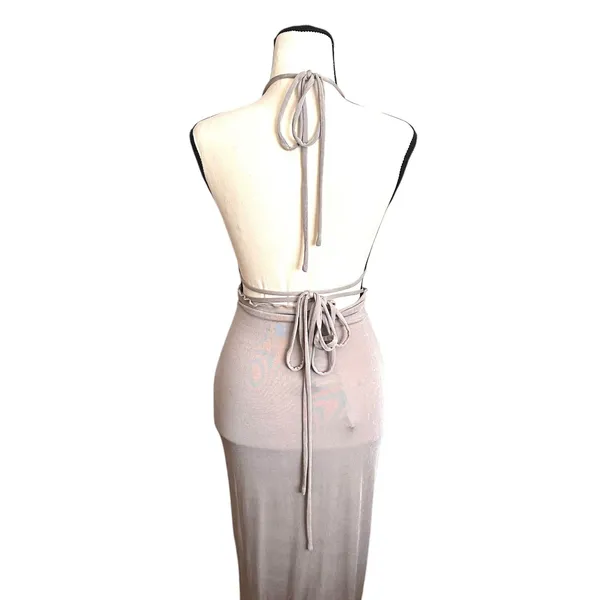 TYRELL Maxi‎ Beaded Boho Skirt Set Grey XS Gray - Image 3