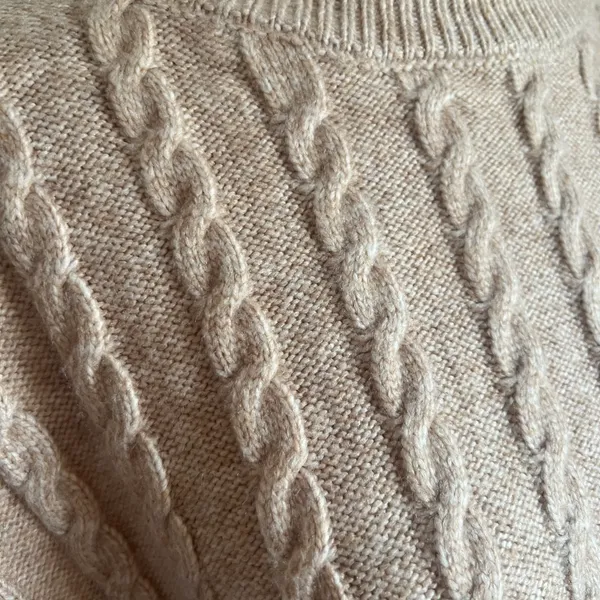 Cupcakes & Cashmere Tan-Beige Mock Neck Cable Knit Sweater Vest - Image 3