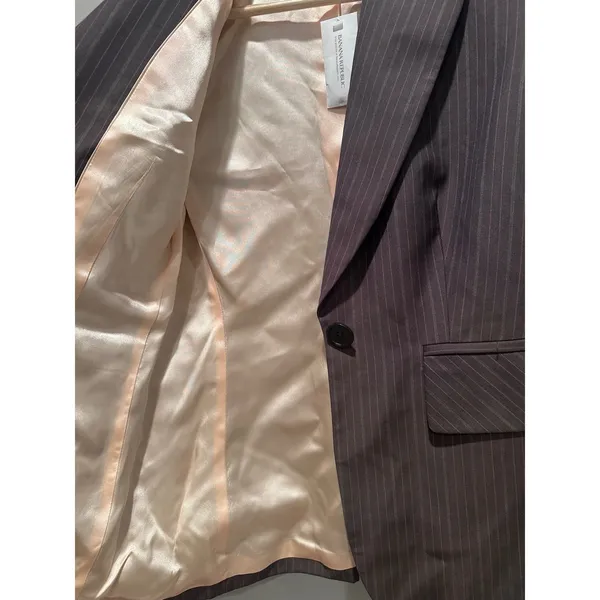 Banana Republic Gray Striped‎ Wool Blazer Size 4 Business Casual Capsule Work - Image 5
