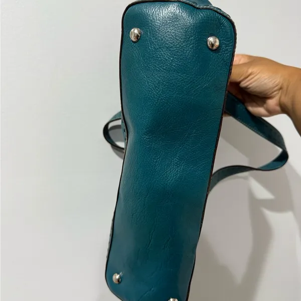Fossil Sedona Saddle Leather Green Crossbody Handbag‎ Purse Vintage 13x7” O - Image 9