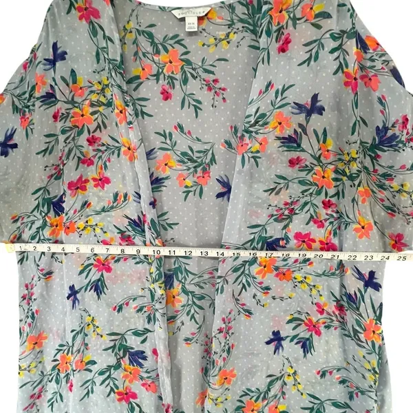 Boutique Kimono Swim Cover Up 0X-1X‎ Blue Floral Open Front Duster Resort Beach - Image 6