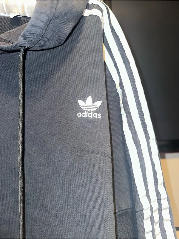 Adidas Cropped Hoodie- Black+White - Image 3