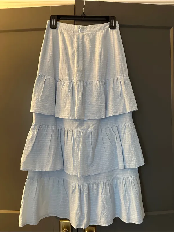 Capulet Light Blue Tiered Maxi Skirt - Image 4