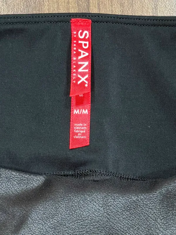 SPANX Black Faux Leather Moto Leggings High Rise Shaping - Image 5
