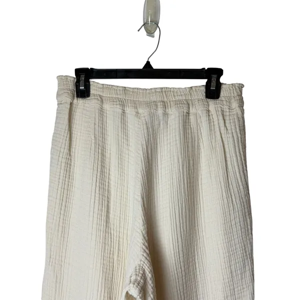 Daise Wide Leg Gauze Pants Women XL Ivory Natural UPF 50+ Organic Cotton Resort - Image 5