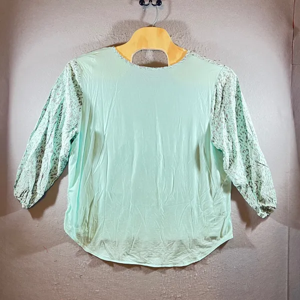 1218 | Nottibianche Abstract Print Cotton Blend Pajama Set Mint Green Womens‎ 1X - Image 3