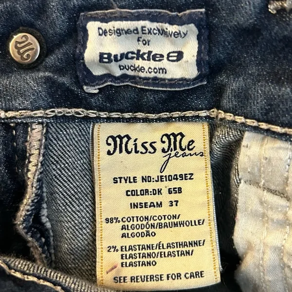 Miss‎ Me Easy Bootcut Rhinestone Embroidered Blue Jeans Size 29 - Image 6