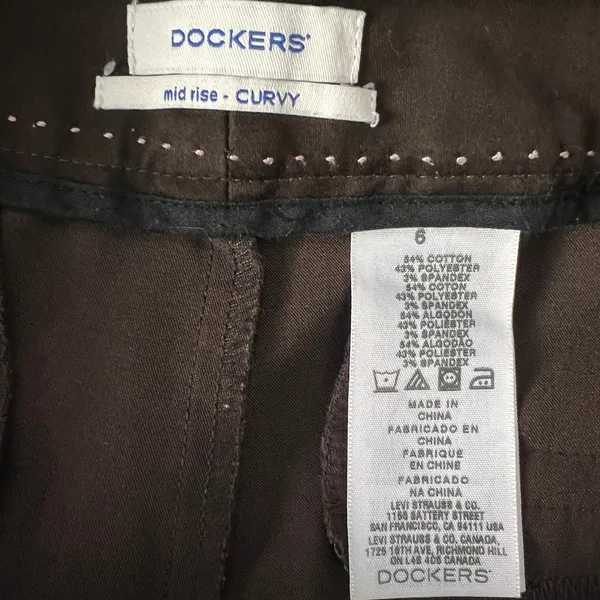 Dockers Mid-Rise Curvy Brown Capri Pants Size 6 Cotton Stretch Y2K City Girl - Image 8