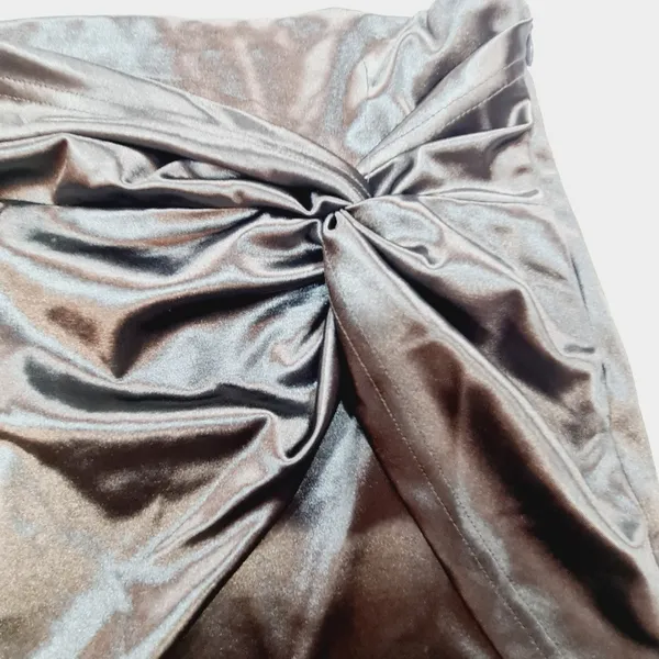 Superdown Samara Knot Mini Skirt in Silver - Image 3