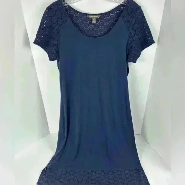 Tommy Bahama Women's Navy Blue Lace Dress‎ Swim Coverup Size Small - Image 6