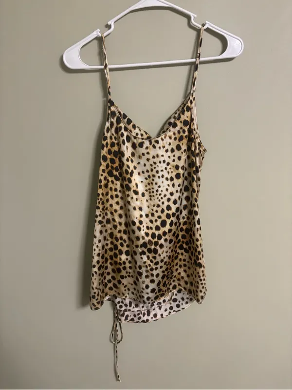 Zara Satin Effect Animal Print Side Tie Sleeveless Top Size XS New Blogger Trend - Image 3