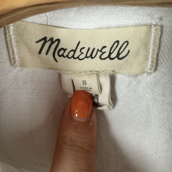 Madewell Denim Sleeveless Carpenter Jumpsuit Womens Size Small White 100% Cotton - Image 7