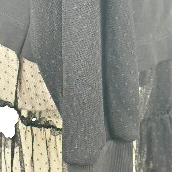 Anthropologie Black Tulle Sweatshirt Sheer Swiss Dot Ruffle Lace Oversized MED - Image 8