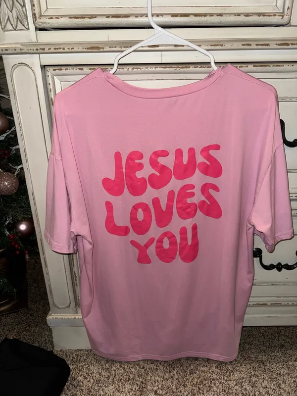 SheIn Jesus Loves You Tee - Image 3