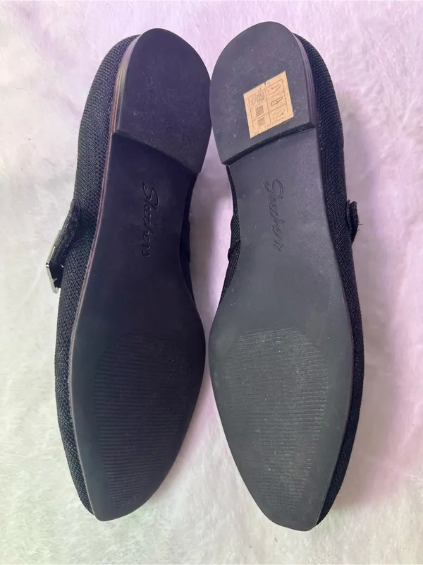 Skechers Black Mary Jane Pointed Ballet Flat with Buckle - Image 9