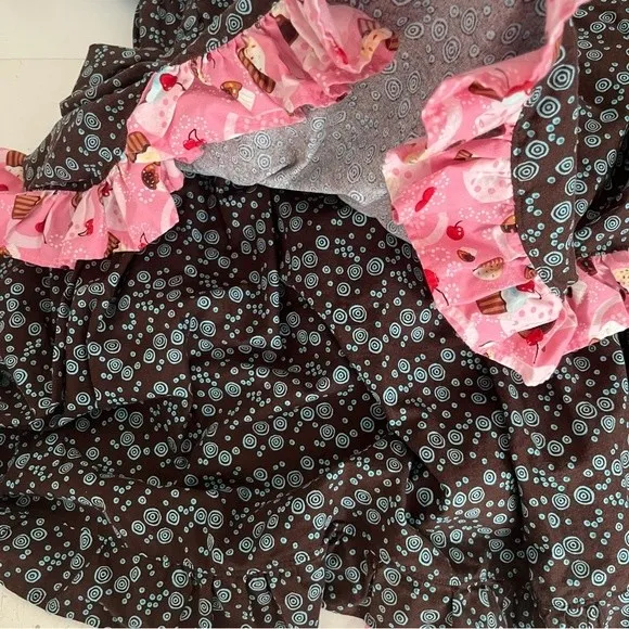 FIRE WIFE FASHIONS Cotton Dress Full Skirt Mixed Print Cupcakes Button Back - Image 6