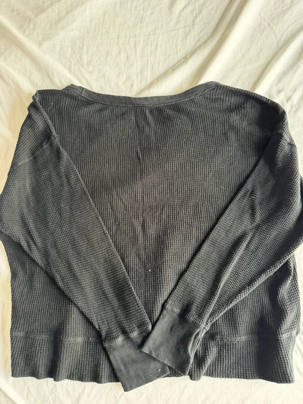 black aerie waffle knit long sleeve - Image 2