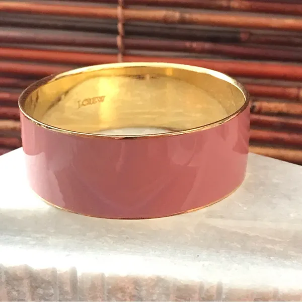 J Crew Bangle Bracelet Mauve Enameled Gold Tone - Image 3