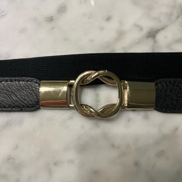 Sophisticated Black Belt with Gold Buckle - Image 2