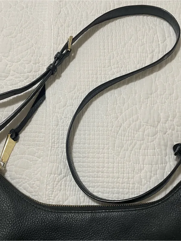 Michael Kors Rhea Black Pebbled Leather Hobo Shoulder Bag with Gold Hardware - Image 7