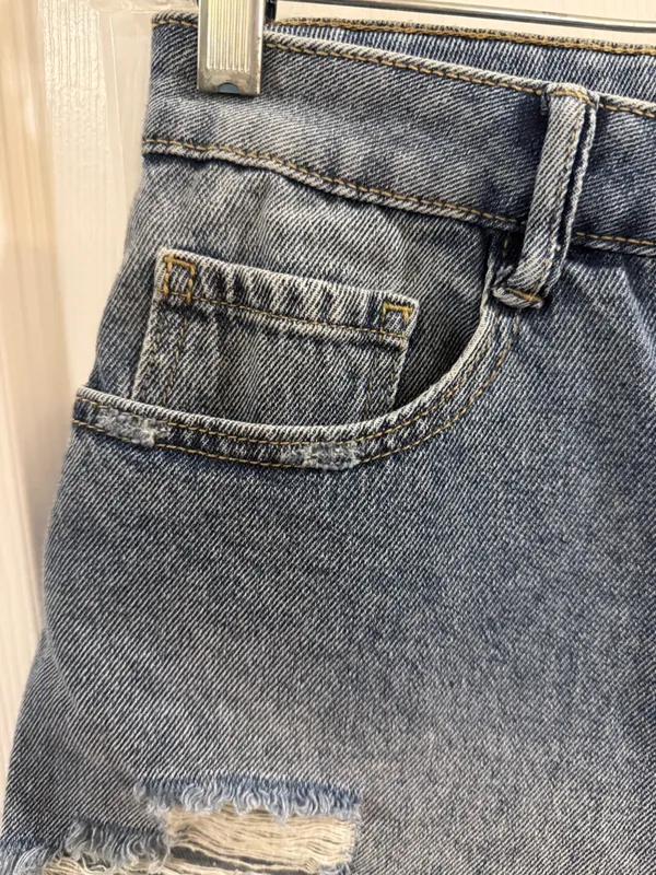 Sincerely Jules Distressed Light Blue Jean Shorts - Image 4