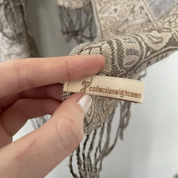 collectioneighteen beige brown tan paisley vintage‎ scarf fringe soft beautiful - Image 4