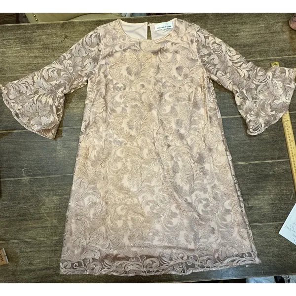 NWT Caroline Rose Size XS Bella Soiree Bell Sleeve Swing Dress ‎ $448 New Lace - Image 3