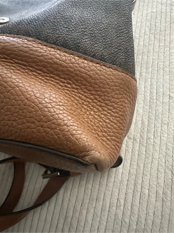 Michael Kors Raven Brown Logo Backpack with Tan Leather Trim - Image 15