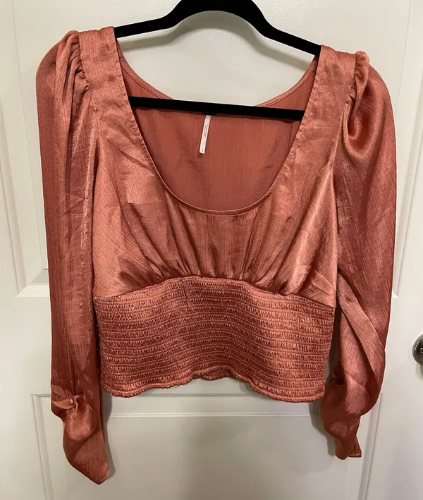 Free People Silky Pink Blouse - Image 3