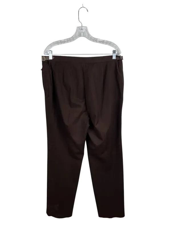 Vintage Lauren Ralph Lauren Brown Pleated Trousers Size 16 Buckle Equestrian - Image 2