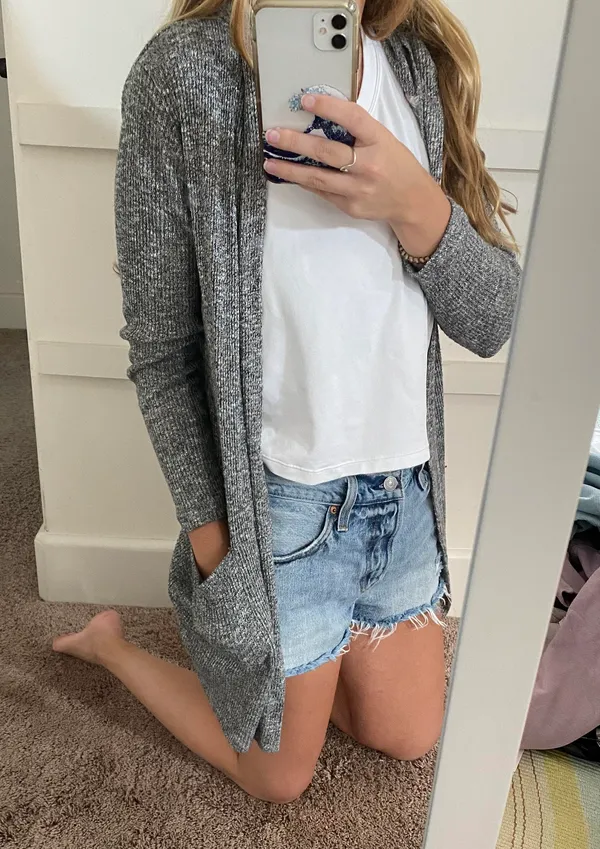 Haute Monde gray hooded sweater - Image 2