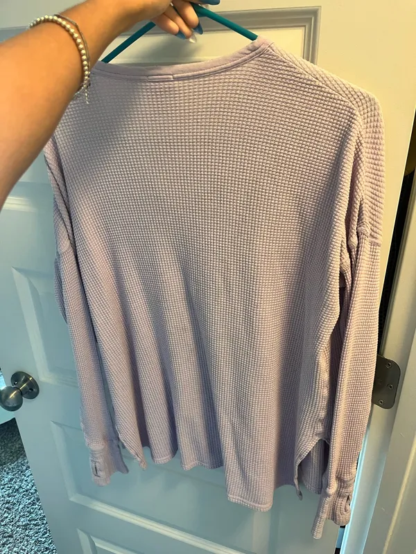 Purple waffle knit long sleeve Aerie top - Image 3