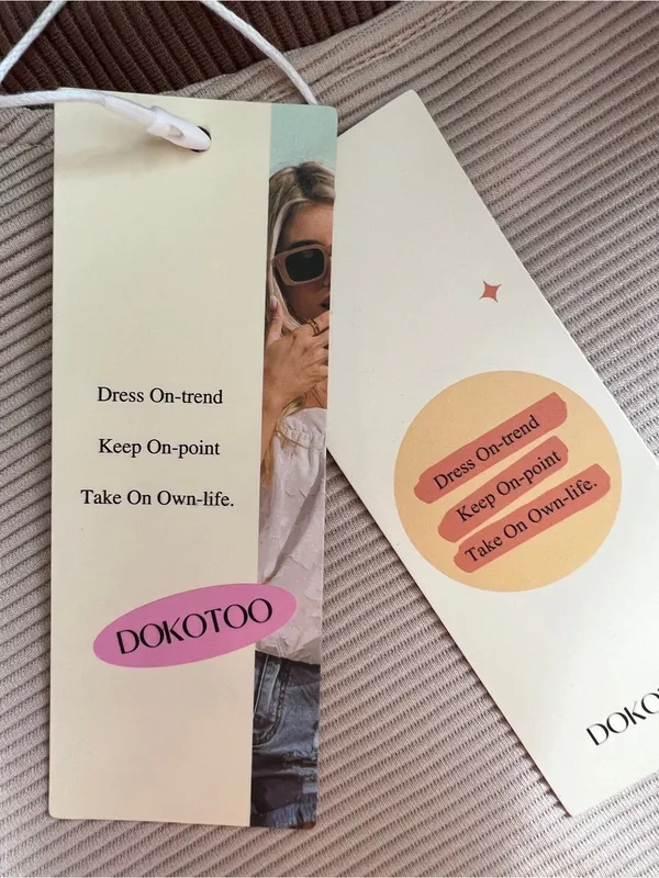NWT Dokotoo Casual‎ Cream Shift Dress with Brown Trim size L - Image 13