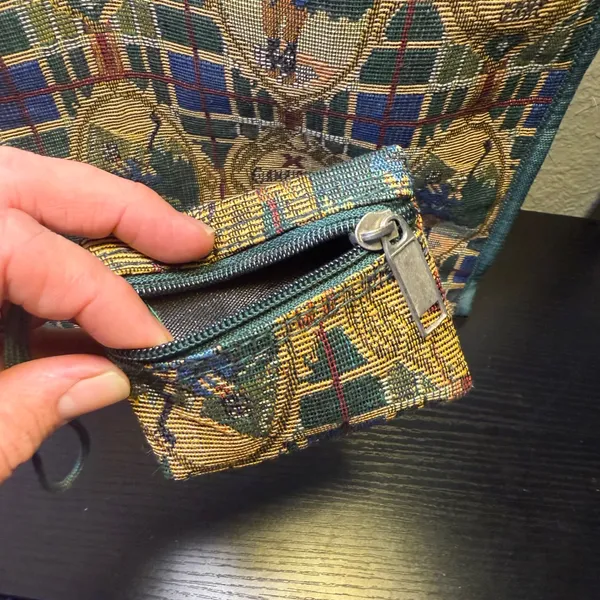 VTG 90s‎ Tapestry Golf Tournament Tote Bag & Coin Purse Pouch Plaid Large Purse - Image 9