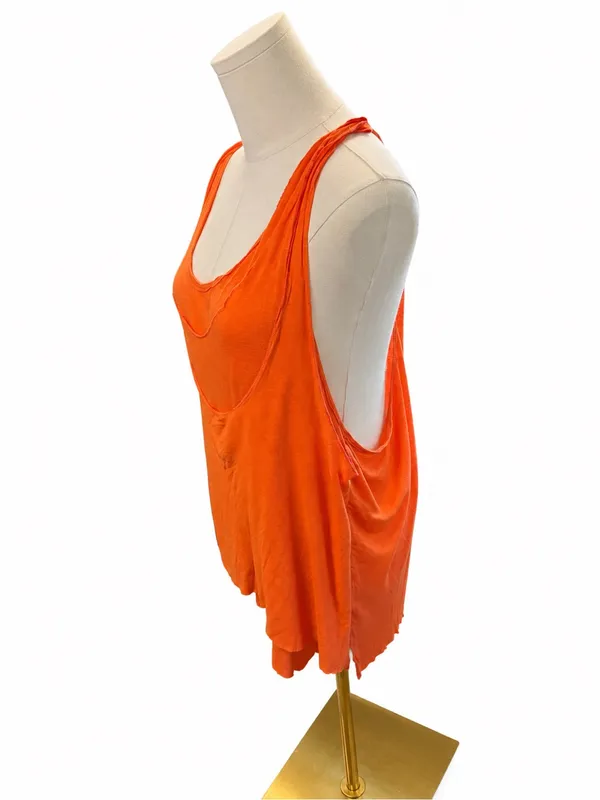 We The Free Layered Tank Top Large Orange Oversized Draped Racerback Sleeveless - Image 2