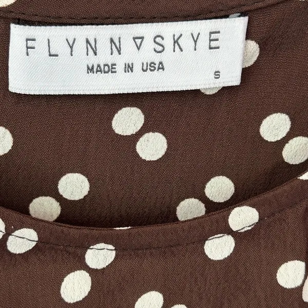 Flynn Skye Brown Polka Dot Lydia Mini Dress Long Sleeve Boho Parisian chic NWT S - Image 7