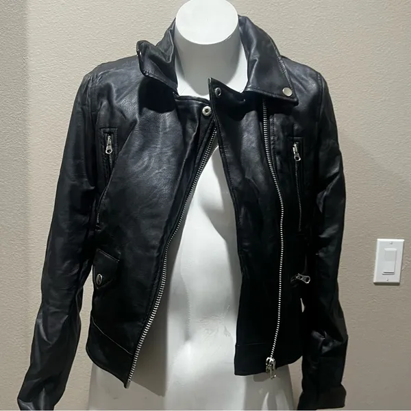 Love tree black faux leather jacket - Image 6