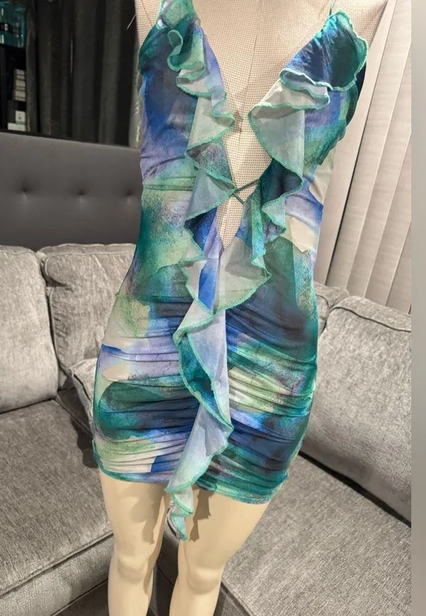 🌸AMTIOUS mesh blue mini dress ✨ - Image 5